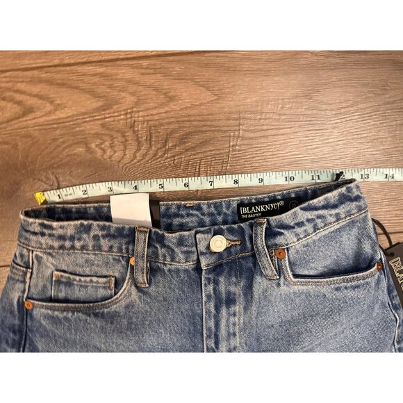 Blank Nyc Baxter Ribcage Straight Leg Jean Women's Faux Leather Color Block 25 - Picture 9 of 10